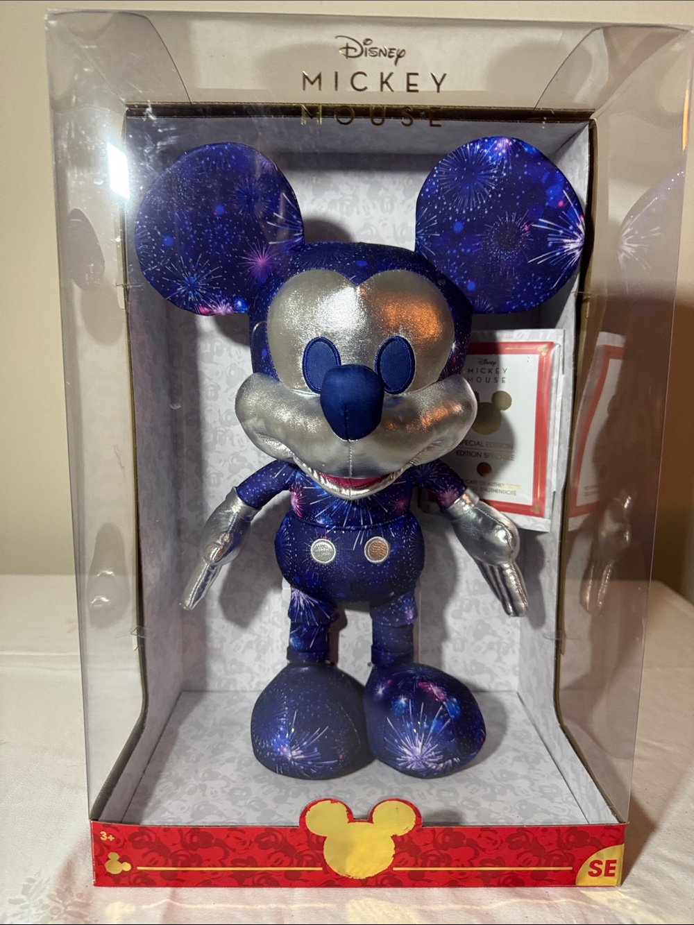 Disney Mickey Mouse Galaxy Blue & Silver Fireworks Plush Figurine